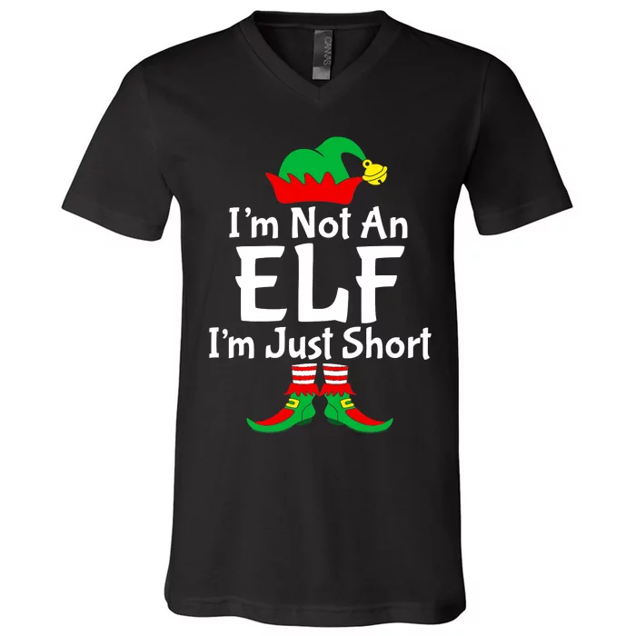 I'm Not An Elf I'm Just Short Christmas Santa Hat Funny Xmas V-Neck T-Shirt