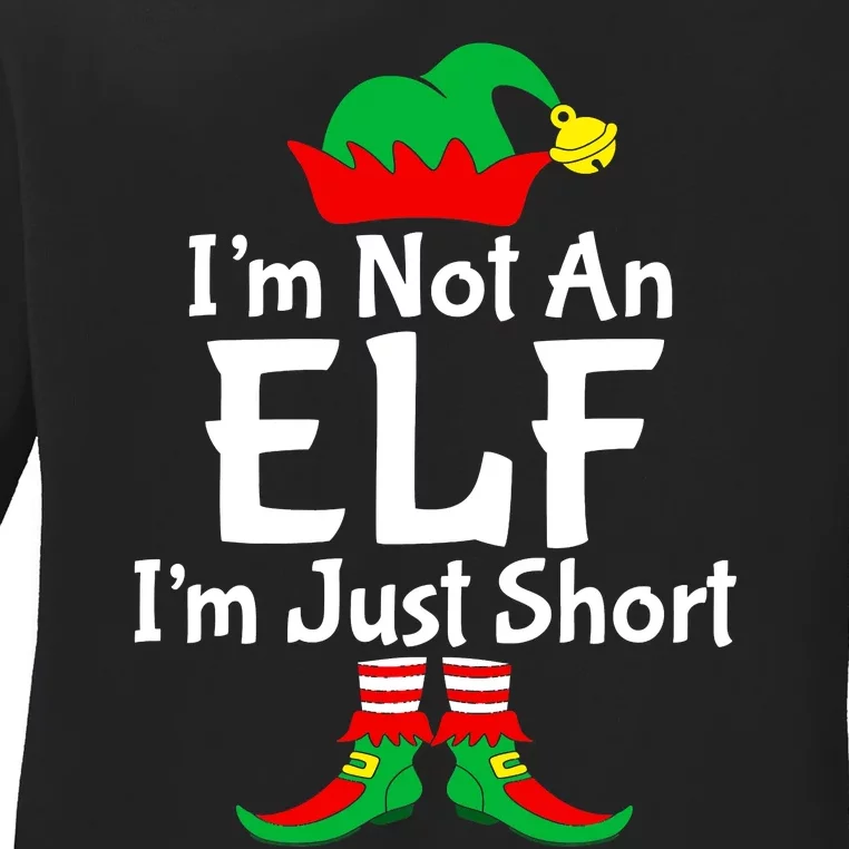 I'm Not An Elf I'm Just Short Christmas Santa Hat Funny Xmas Ladies Long Sleeve Shirt