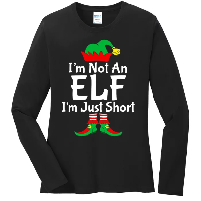 I'm Not An Elf I'm Just Short Christmas Santa Hat Funny Xmas Ladies Long Sleeve Shirt