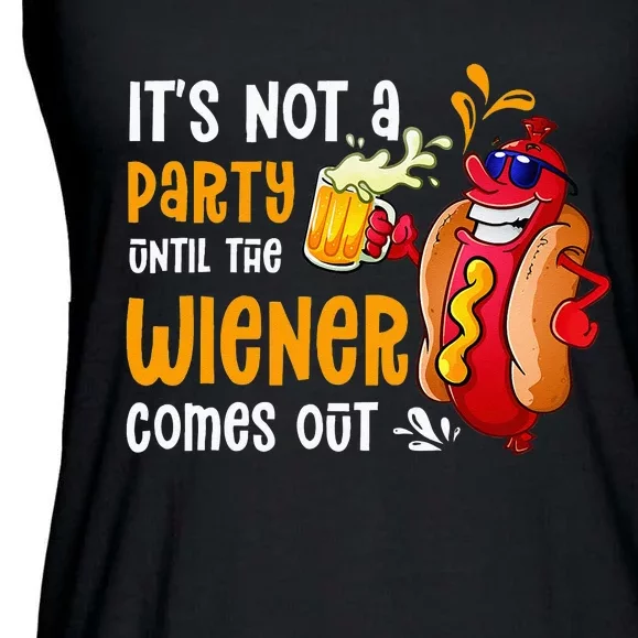 Its Not A Party Until A Weiner Comes Out Drinker Griller Ladies Essential Flowy Tank