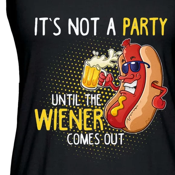 Its Not A Party Until The Weiner Comes Out Ladies Essential Flowy Tank