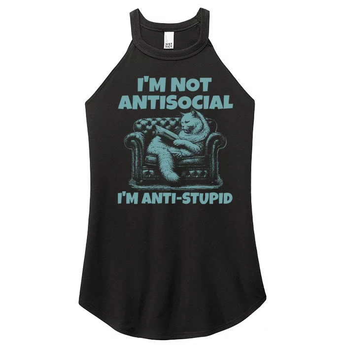 IM Not Antisocial IM Anti Stupid Green Women’s Perfect Tri Rocker Tank