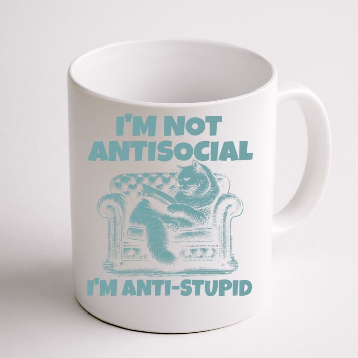 IM Not Antisocial IM Anti Stupid Green Front & Back Coffee Mug