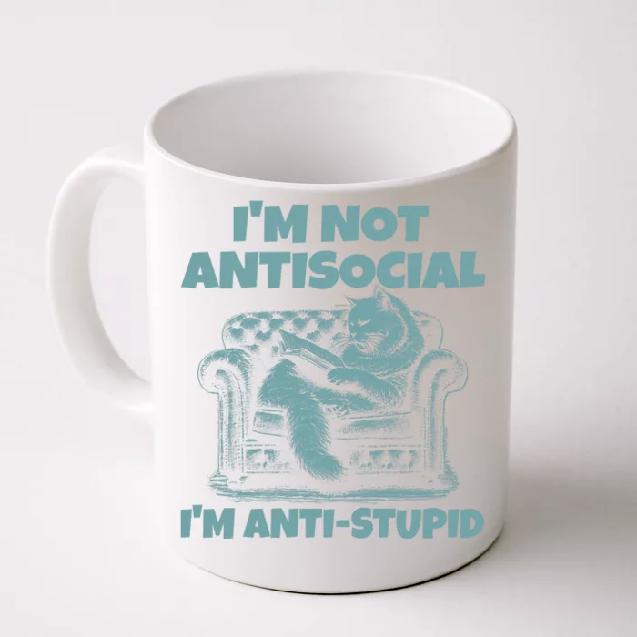 IM Not Antisocial IM Anti Stupid Green Front & Back Coffee Mug