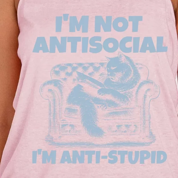 IM Not Antisocial IM Antistupid Women's Knotted Racerback Tank