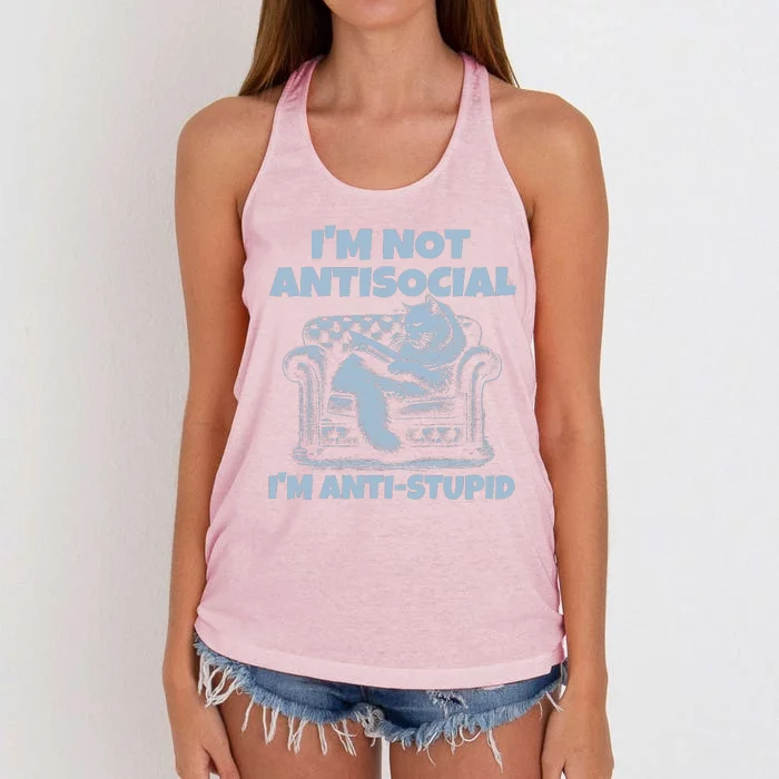 IM Not Antisocial IM Antistupid Women's Knotted Racerback Tank