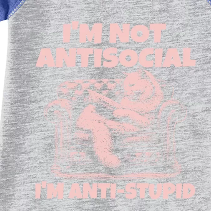 IM Not Antisocial IM Antistupid Pink Infant Baby Jersey Bodysuit