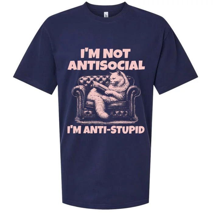 IM Not Antisocial IM Antistupid Pink Sueded Cloud Jersey T-Shirt