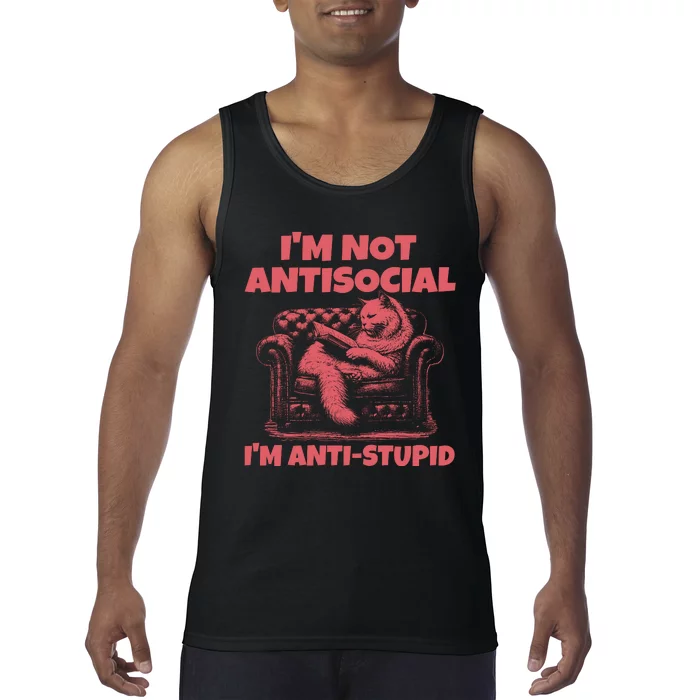 IM Not Antisocial IM Antistupid Red Tank Top