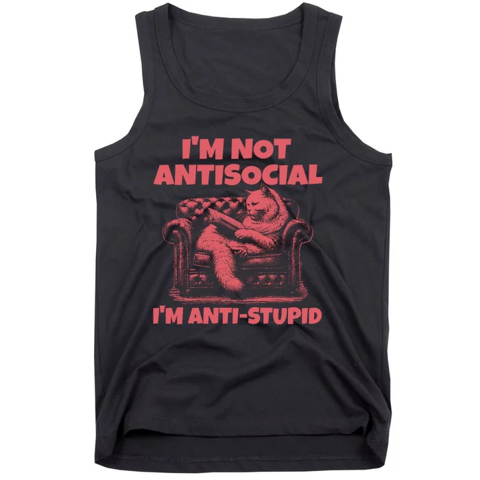 IM Not Antisocial IM Antistupid Red Tank Top