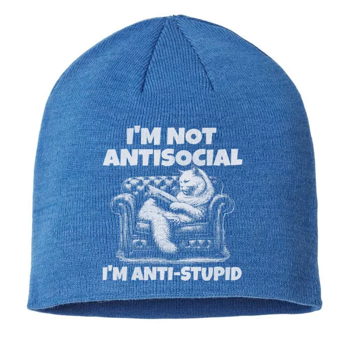 IM Not Antisocial IM Antistupid White Gr 8 1/2in Sustainable Knit Beanie