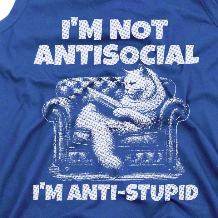 IM Not Antisocial IM Antistupid White Gr Tank Top