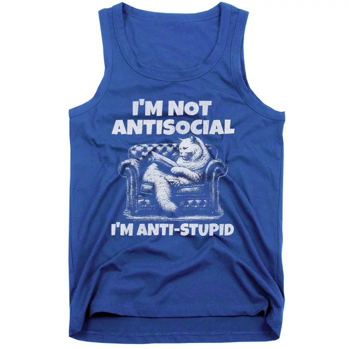 IM Not Antisocial IM Antistupid White Gr Tank Top