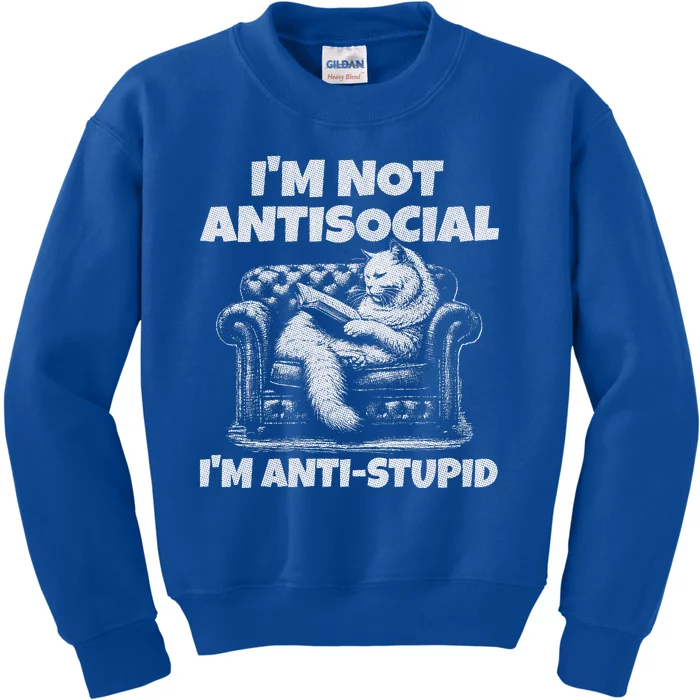 IM Not Antisocial IM Antistupid White Gr Kids Sweatshirt