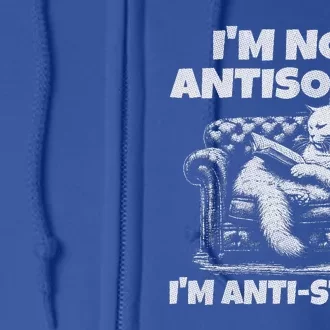 IM Not Antisocial IM Antistupid White Gr Full Zip Hoodie