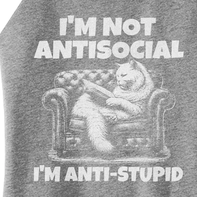 IM Not Antisocial IM Antistupid White Gr Women’s Perfect Tri Rocker Tank