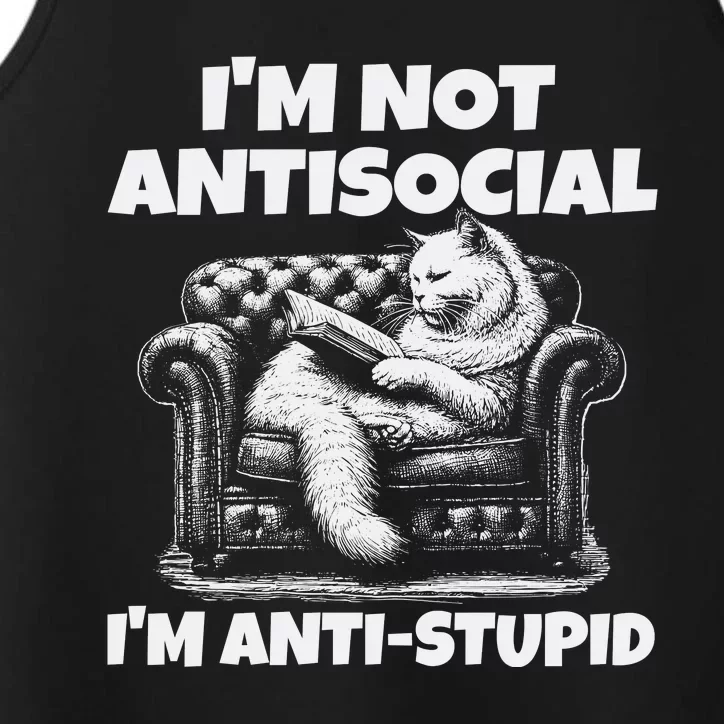 IM Not Antisocial IM Antistupid White Performance Tank