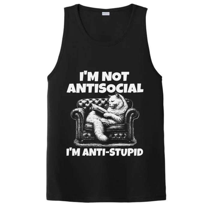 IM Not Antisocial IM Antistupid White Performance Tank