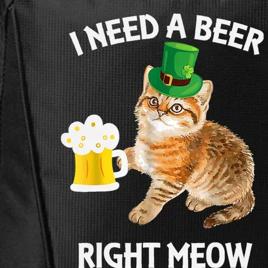 I Need A Beer Right Meow St Patrick's Day Leprechaun Cat City Backpack