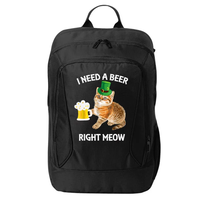 I Need A Beer Right Meow St Patrick's Day Leprechaun Cat City Backpack