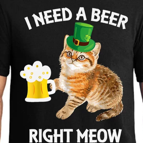 I Need A Beer Right Meow St Patrick's Day Leprechaun Cat Pajama Set