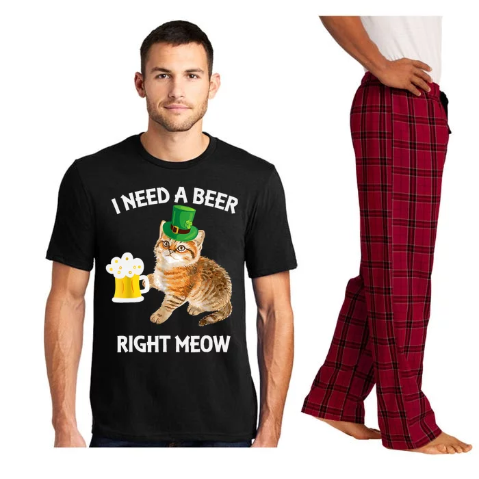 I Need A Beer Right Meow St Patrick's Day Leprechaun Cat Pajama Set