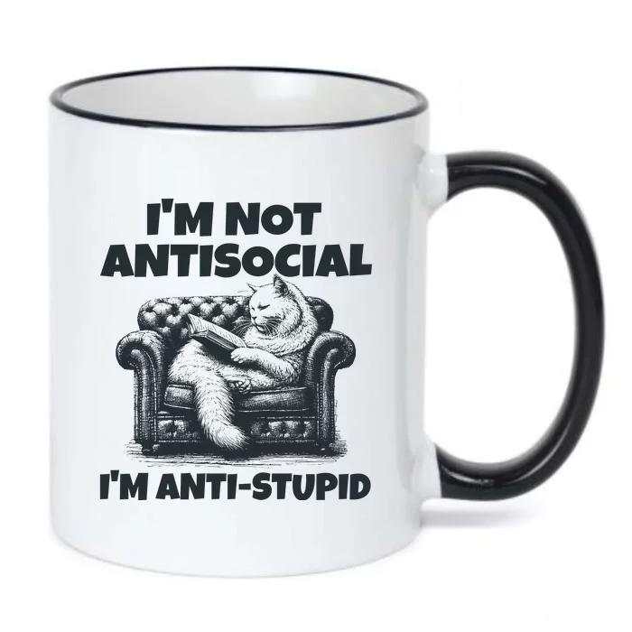 IM Not Antisocial IM Antistupid Black Black Color Changing Mug