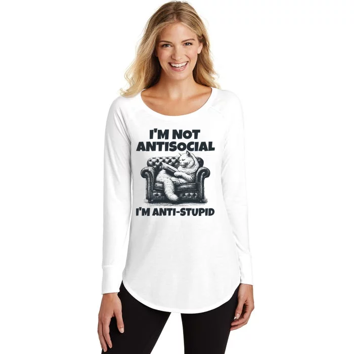 IM Not Antisocial IM Antistupid Black Women's Perfect Tri Tunic Long Sleeve Shirt