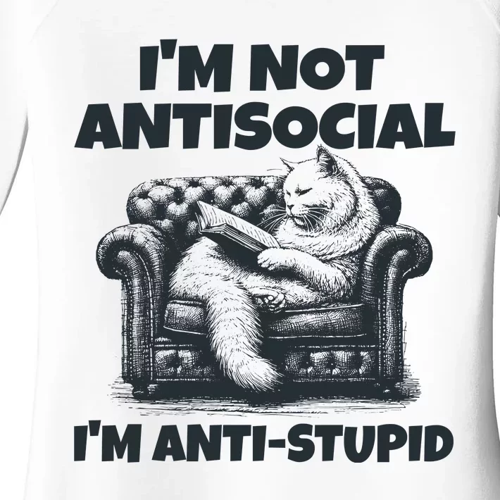 IM Not Antisocial IM Antistupid Black Women's Perfect Tri Tunic Long Sleeve Shirt