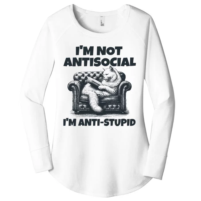 IM Not Antisocial IM Antistupid Black Women's Perfect Tri Tunic Long Sleeve Shirt