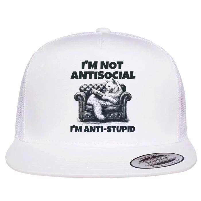 IM Not Antisocial IM Antistupid Black Flat Bill Trucker Hat