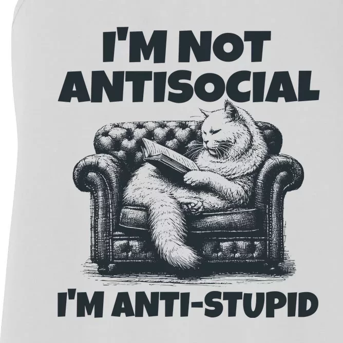 IM Not Antisocial IM Antistupid Black Women's Racerback Tank