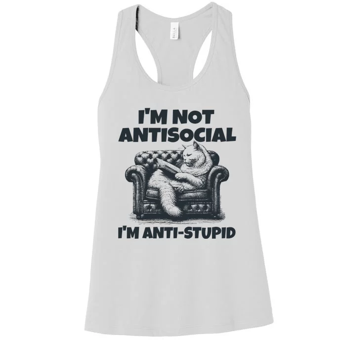 IM Not Antisocial IM Antistupid Black Women's Racerback Tank