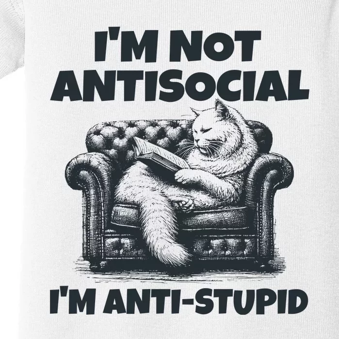 IM Not Antisocial IM Antistupid Black Baby Bodysuit