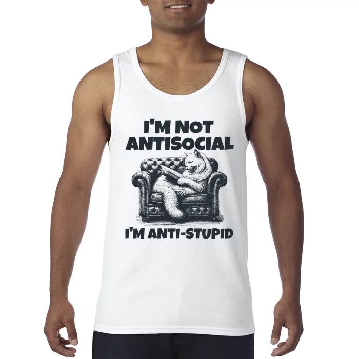 IM Not Antisocial IM Antistupid Black Tank Top