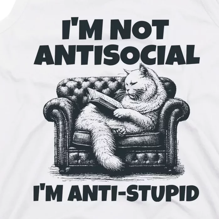 IM Not Antisocial IM Antistupid Black Tank Top