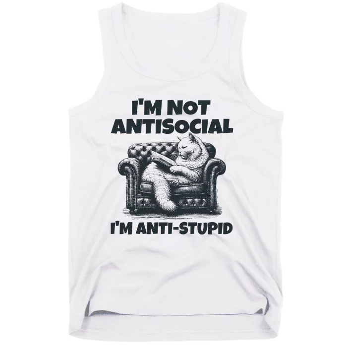 IM Not Antisocial IM Antistupid Black Tank Top