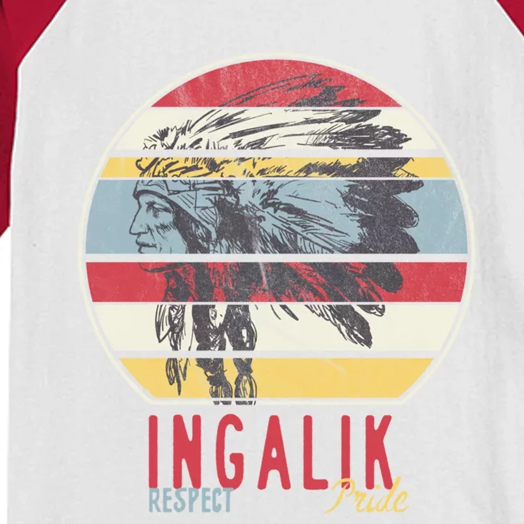 Ingalik Native American Indian Tribe Respect Pride Retro Sun Gift Kids Colorblock Raglan Jersey