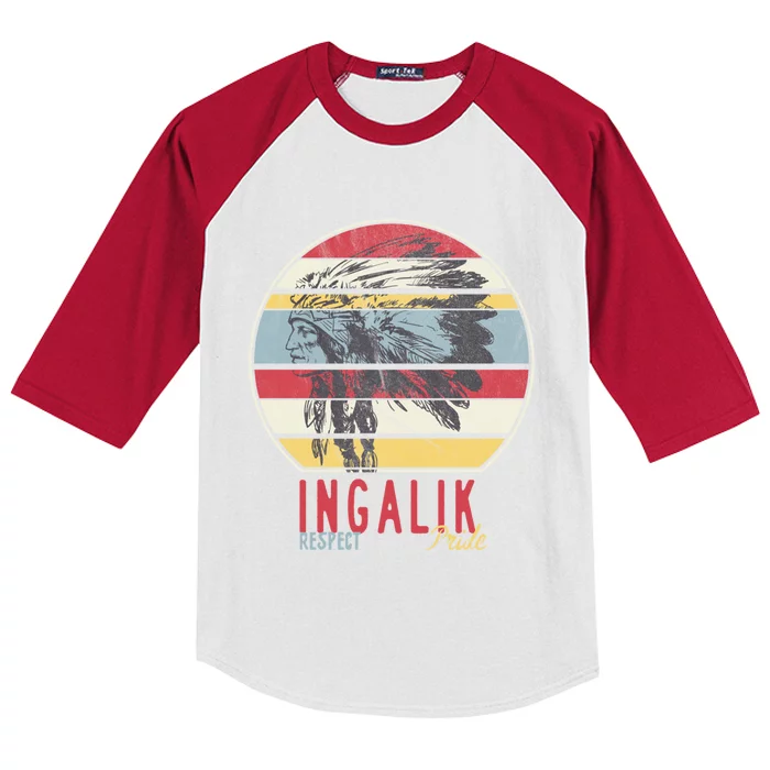 Ingalik Native American Indian Tribe Respect Pride Retro Sun Gift Kids Colorblock Raglan Jersey