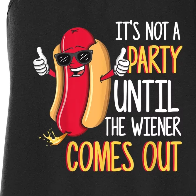 It's Not A Party Until The Wiener Comes Out Funny Hot Dog TShirt Women's Racerback Tank