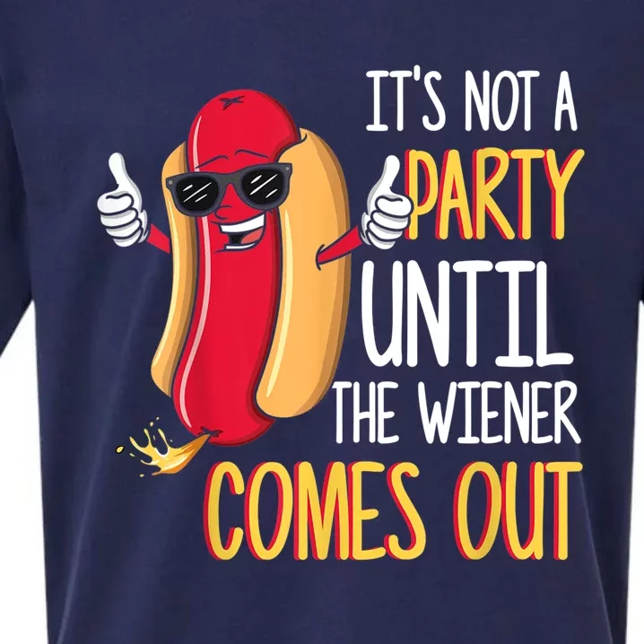 It's Not A Party Until The Wiener Comes Out Funny Hot Dog TShirt Sueded Cloud Jersey T-Shirt