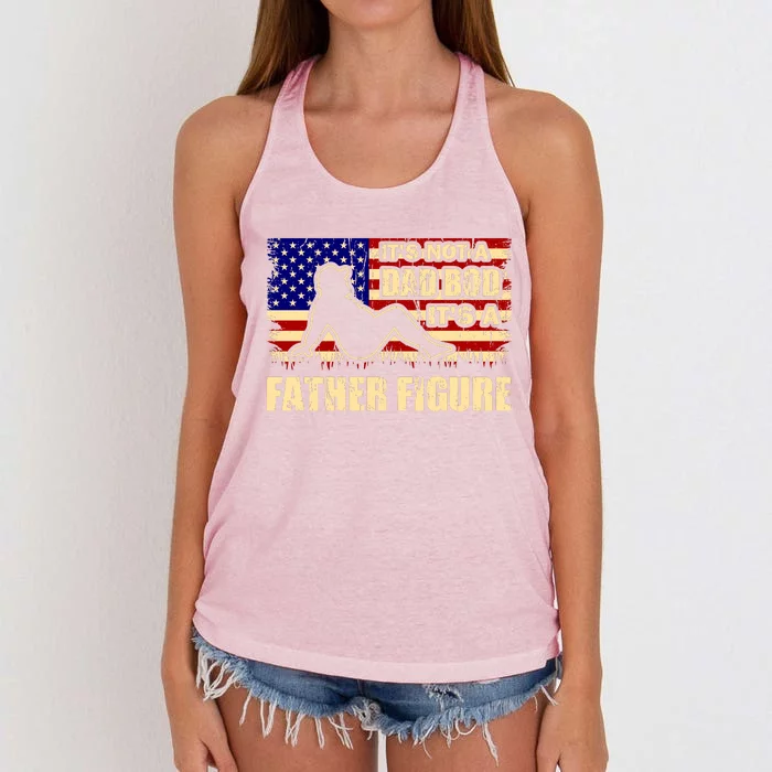 Its Not A Dad Bod Its A Father Figure Funny USA Sexy Women's Knotted Racerback Tank