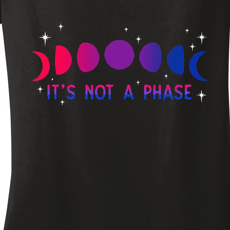 Its Not A Phase Bisexual Moon Bi Pride LGBTQIA Bisexuality Women's V-Neck T-Shirt