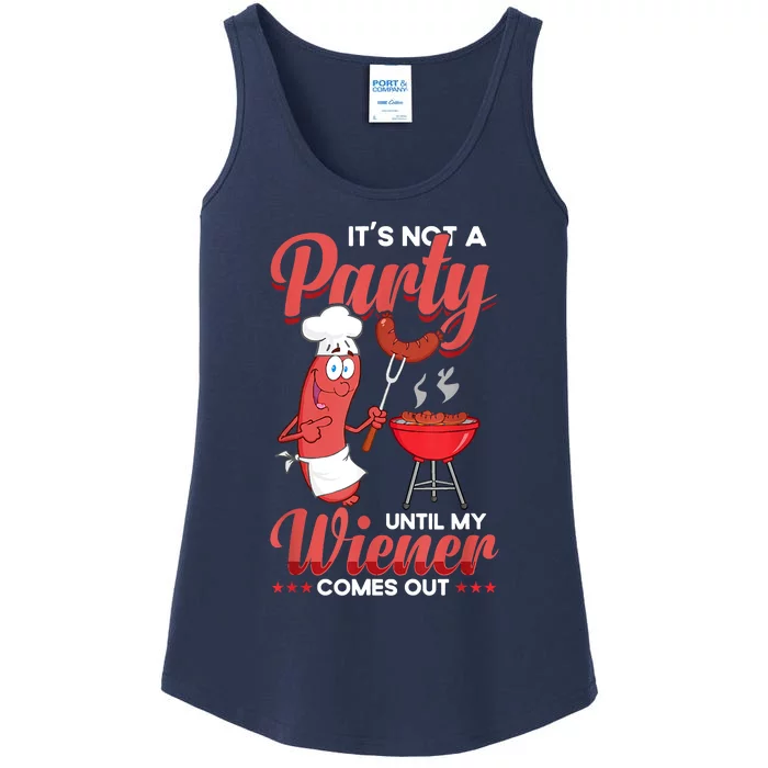 Its Not A Party Until My Wiener Comes Out Funny Hot Dog Ladies Essential Tank