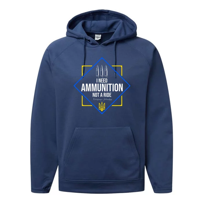 I Need Ammunition Not A Ride Ukraine President Volodymyr Zelenskyy Trident Performance Fleece Hoodie