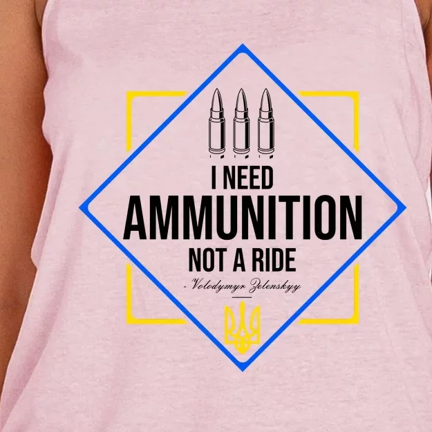 I Need Ammunition Not A Ride Ukraine President Volodymyr Zelenskyy Trident Women's Knotted Racerback Tank