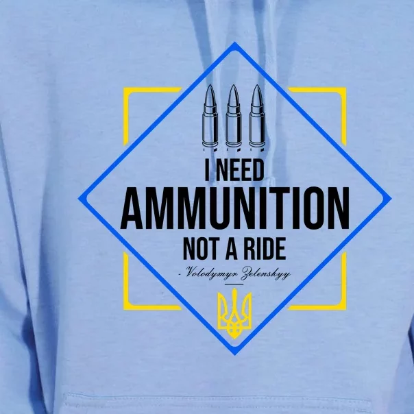 I Need Ammunition Not A Ride Ukraine President Volodymyr Zelenskyy Trident Unisex Surf Hoodie