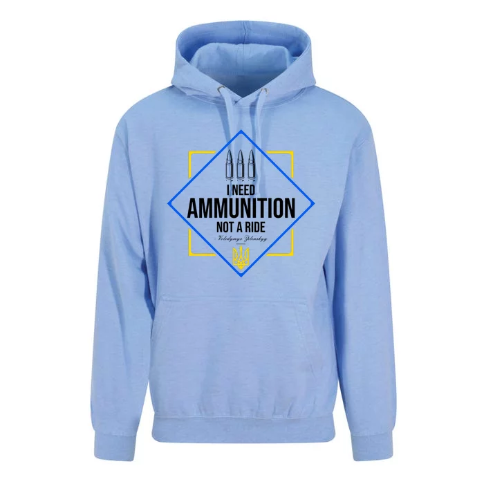 I Need Ammunition Not A Ride Ukraine President Volodymyr Zelenskyy Trident Unisex Surf Hoodie