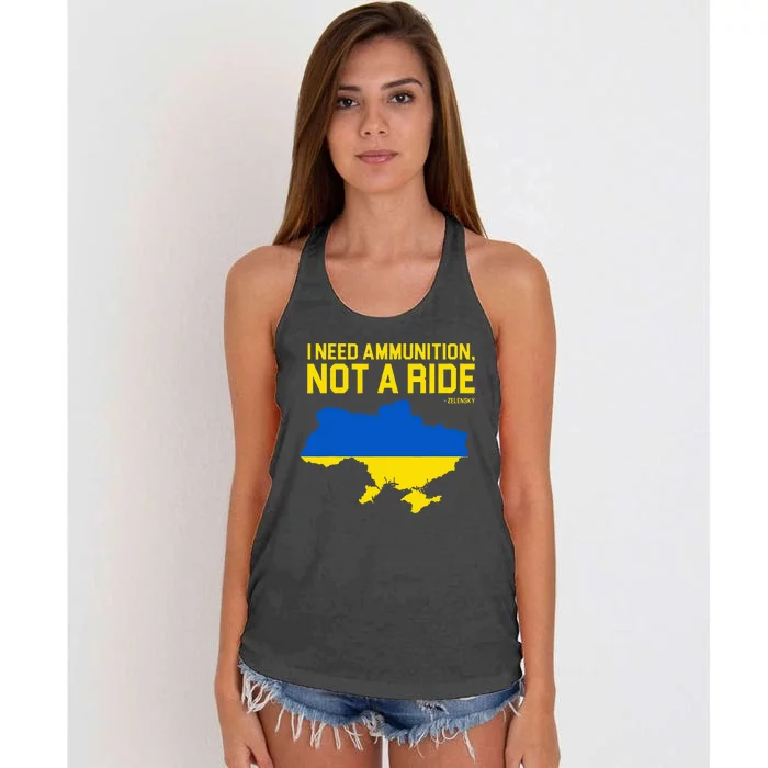 I Need Ammunition Not A Ride Ukrainian President Zelensky Women's Knotted Racerback Tank