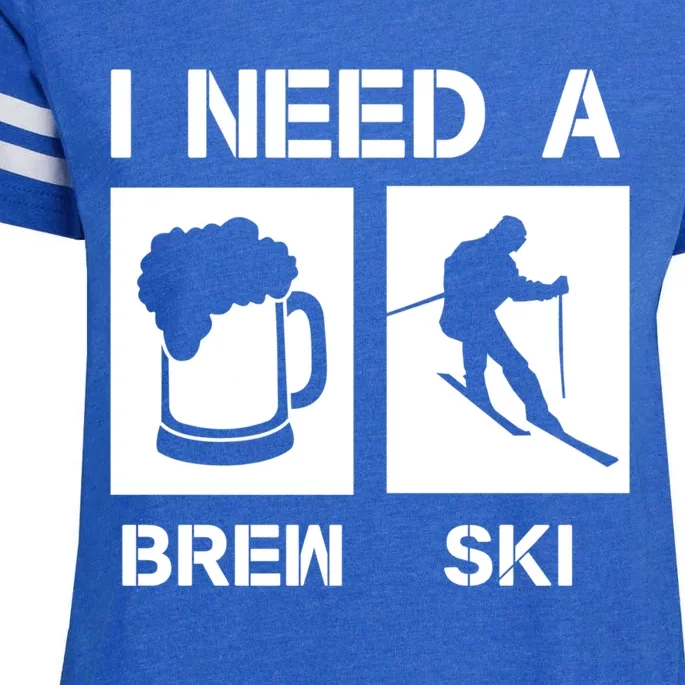 I Need A Brewski Funny Beer Ing Skier Ski Snowboarder Gift Enza Ladies Jersey Football T-Shirt